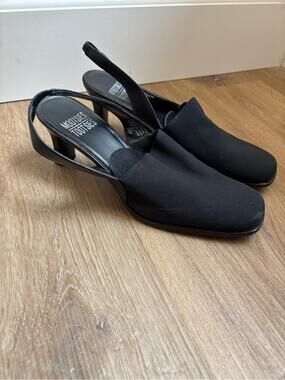 Mootsies Tootsies Black Slingback Heels Womens 7.5